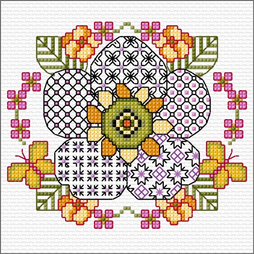 Blackwork flower part series illustration 1