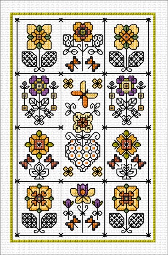 LJT Blackwork and flower sampler 1 illustration 2