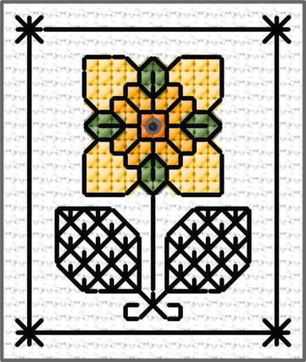 LJT Blackwork and flower sampler 1 illustration 1