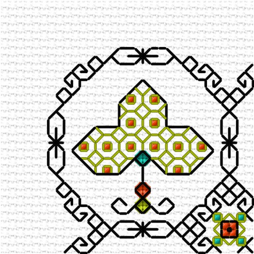 LJT Blackwork Leaf sampler 1 illustration 1