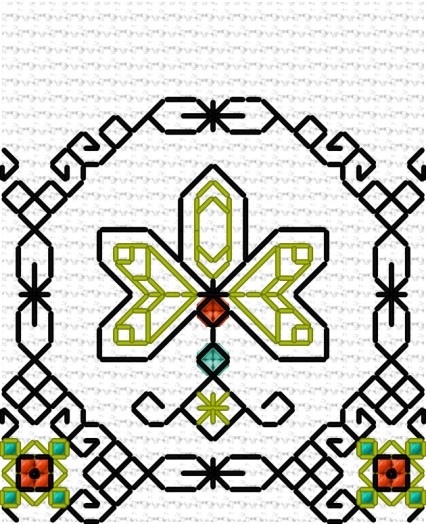 LJT Blackwork Leaf sampler 2 illustration 1