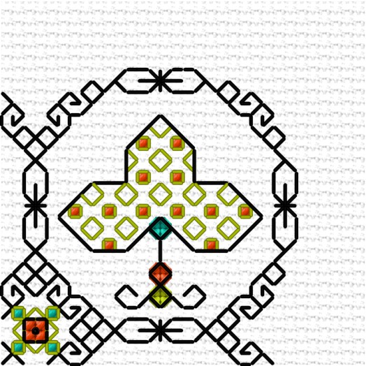 LJT Blackwork Leaf sampler 3 illustration 1