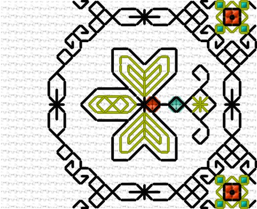 LJT Blackwork Leaf sampler 4 illustration 1