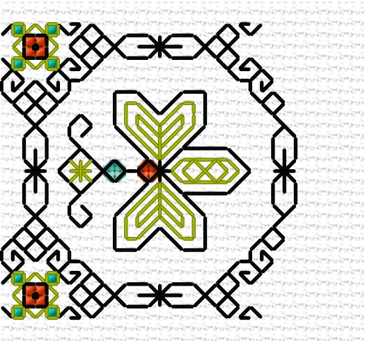 LJT Blackwork Leaf sampler 6 illustration 1