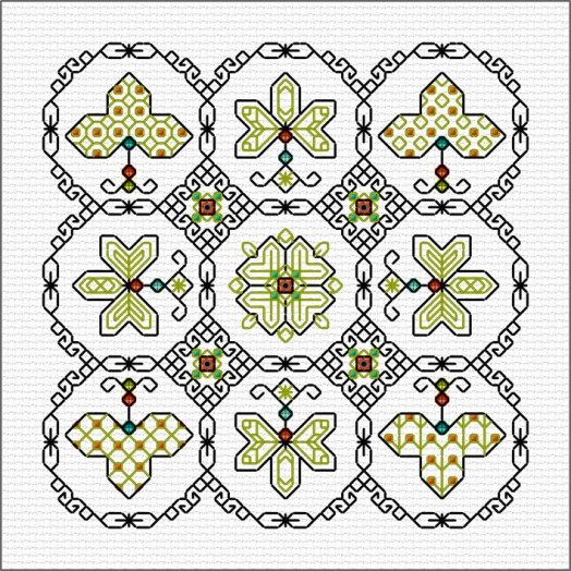 LJT Blackwork Leaf sampler 3 illustration 2