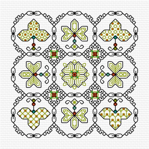 LJT Blackwork Leaf sampler 8 illustration 6020