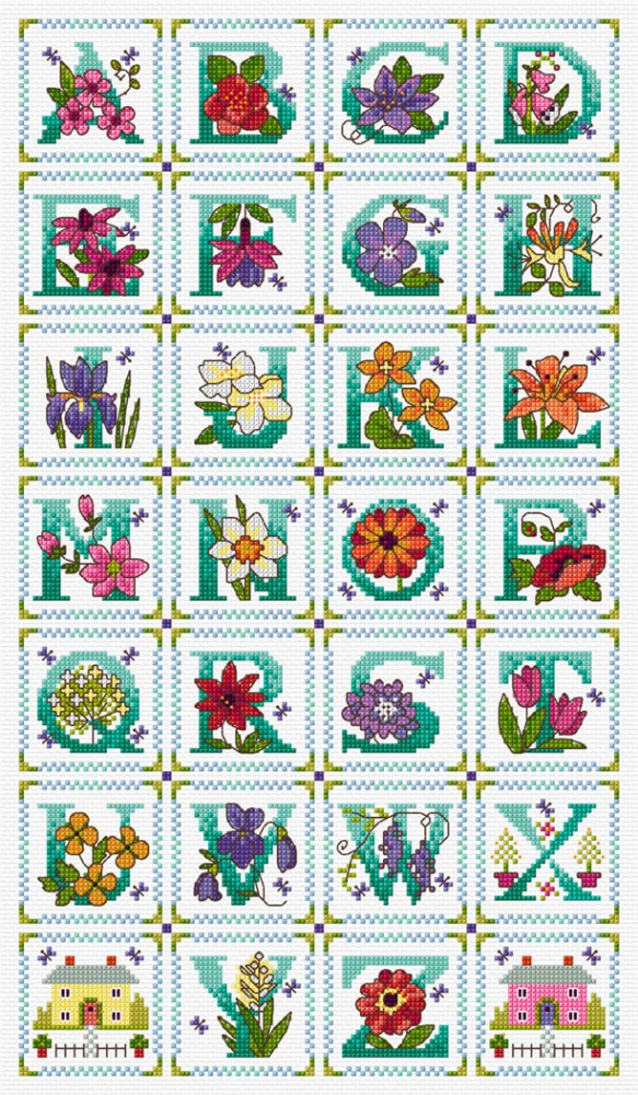 LJT197 Floral Alphabet sampler illustration 5006