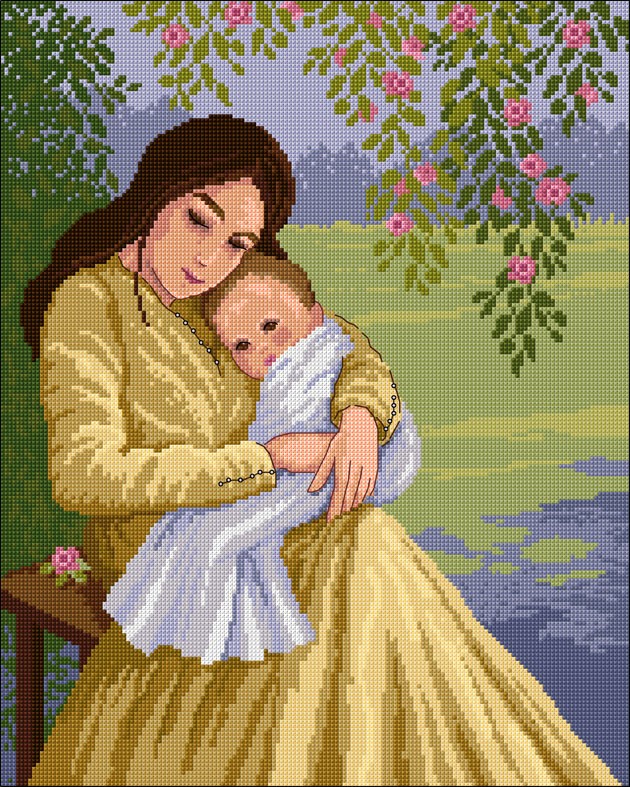 LJT047 Mother and baby illustration 5765