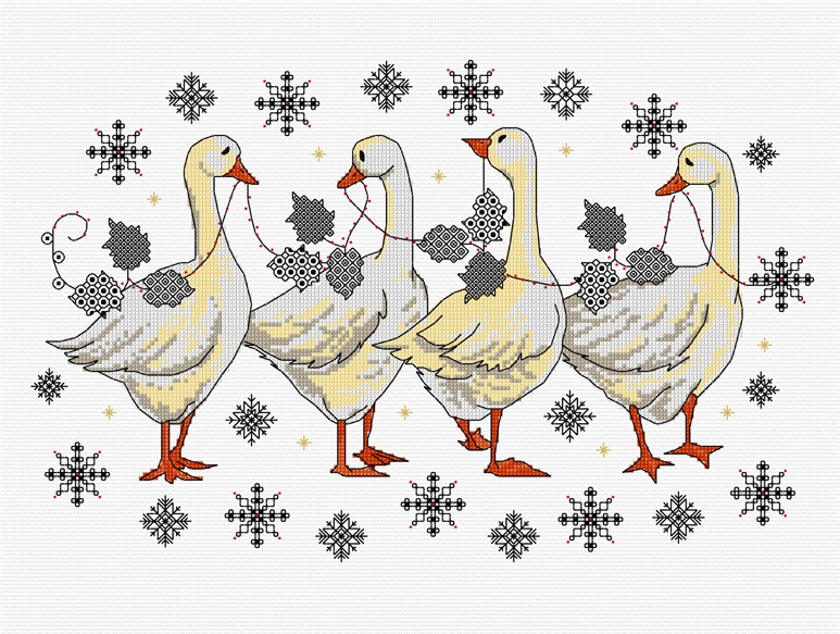 LJT067 Christmas geese illustration 5291