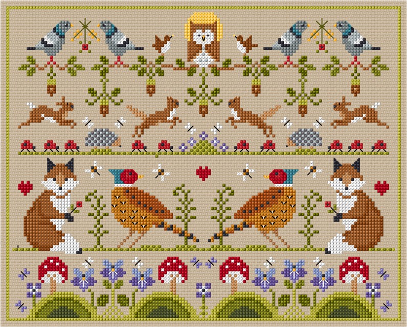 LJT075 Woodland sampler illustration 5815