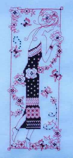 LJT403 Floral lady in blackwork thumbnail