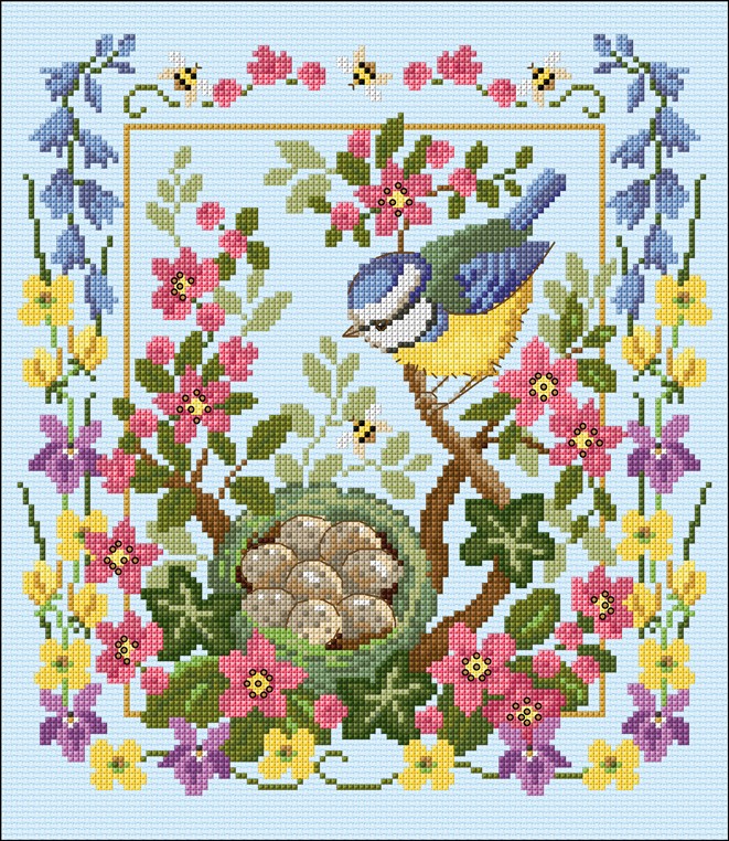 LJT404 Spring blue tit illustration 5810