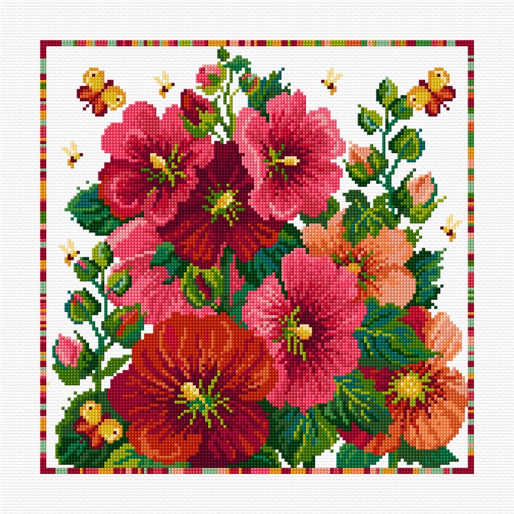 LJT121 Hollyhocks illustration 4982