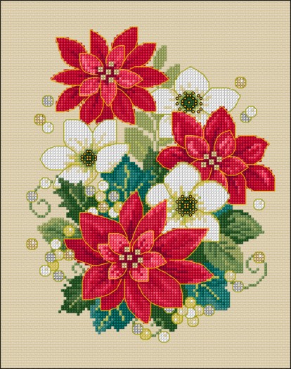 LJT134 Festive poinsettias thumbnail