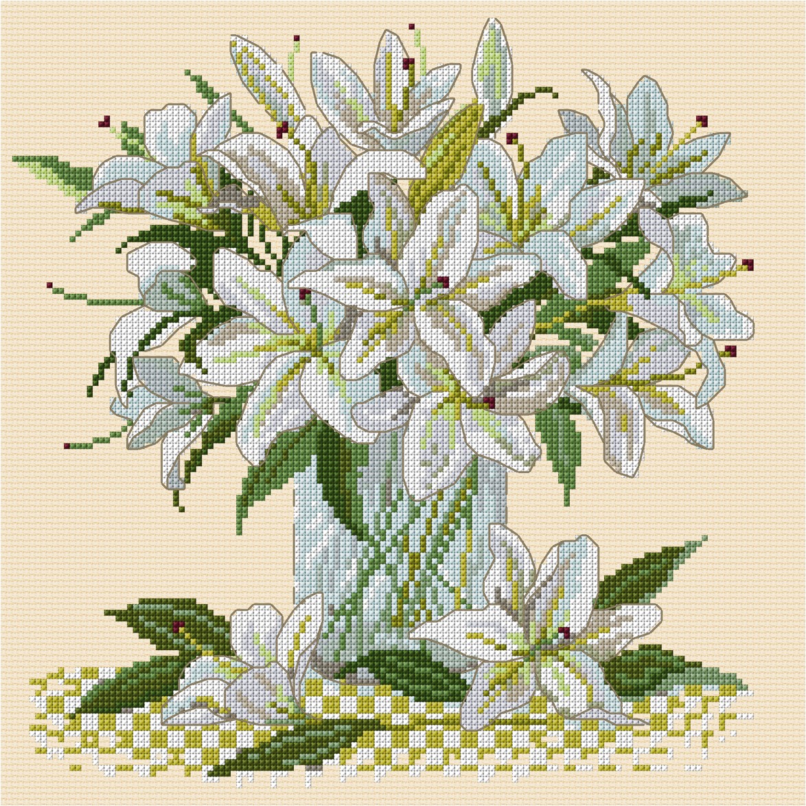 LJT142 White lilies illustration 6125