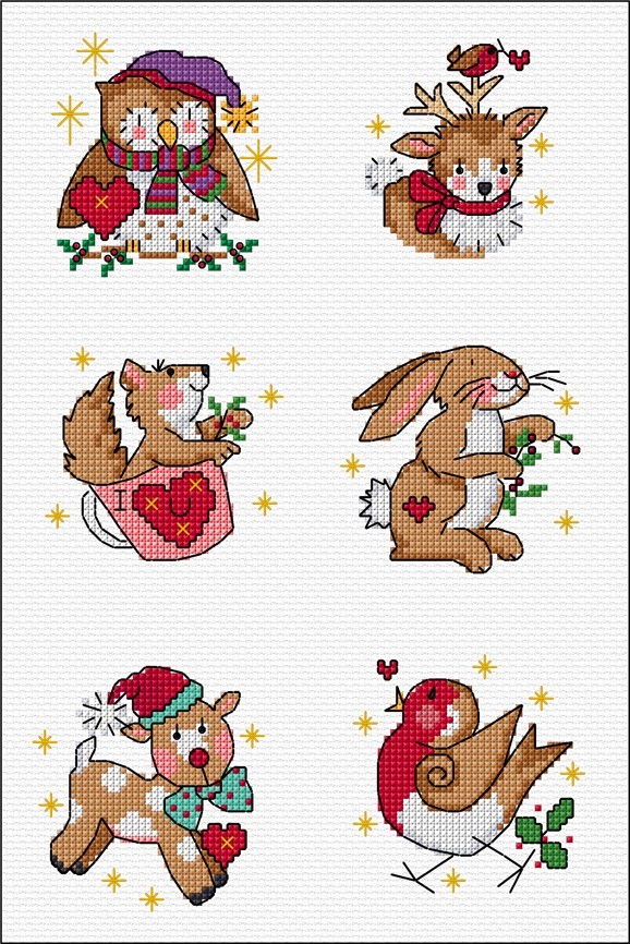 LJT173 Christmas Woodland cuties illustration 6043