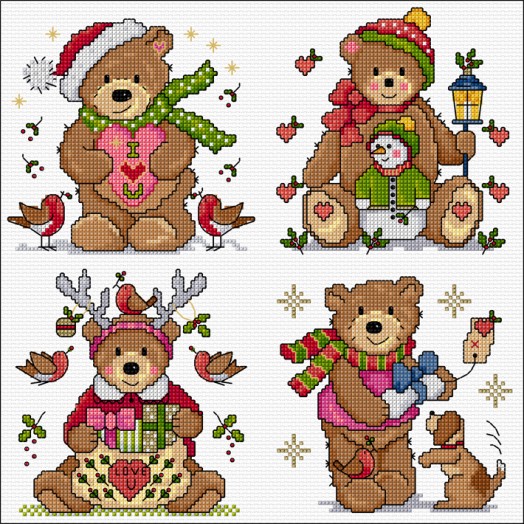 LJT175 Christmas teddy cards thumbnail