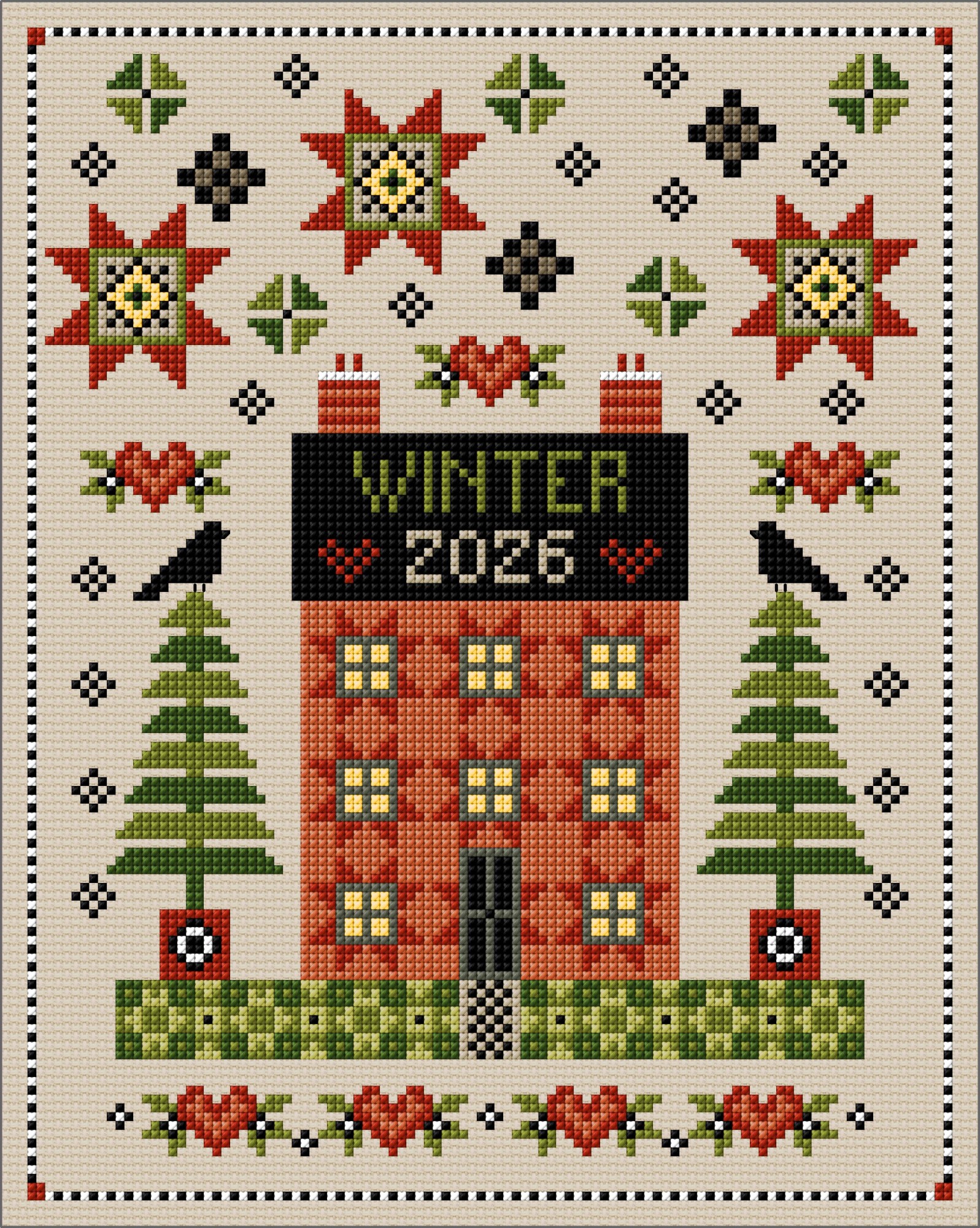 LJT179 Seasonal sampler Winter illustration 6863