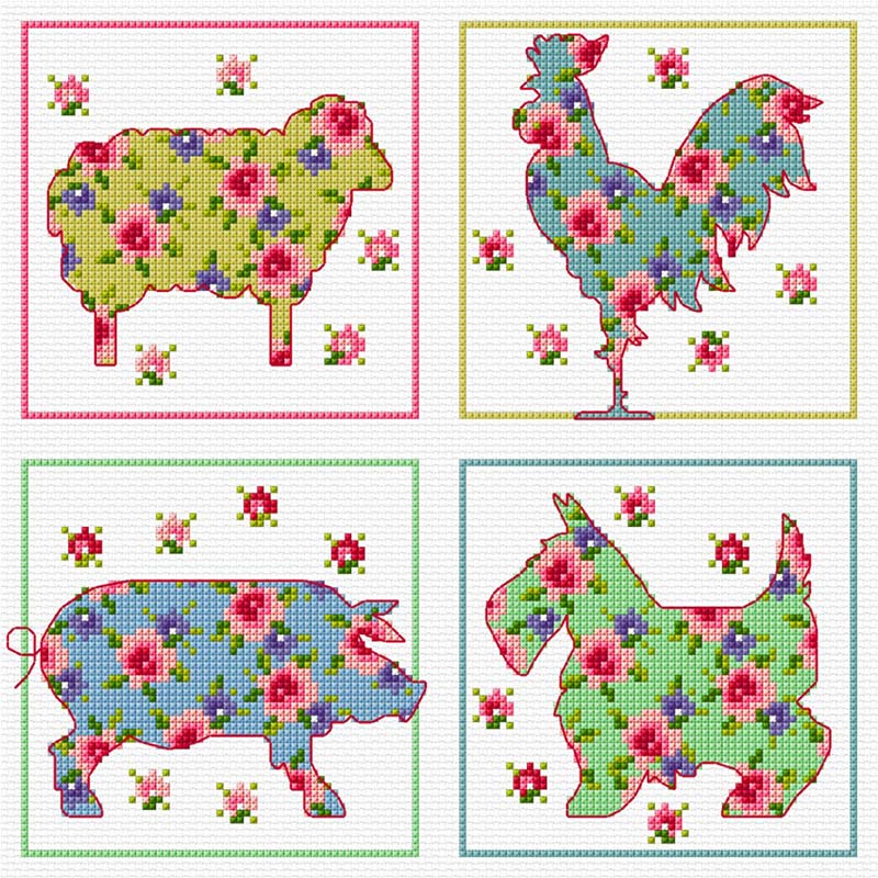 LJT017C Floral Animals illustration 5023