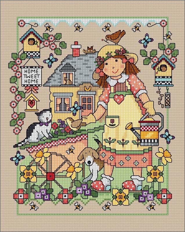 LJT215 Country Folk Garden illustration 5877