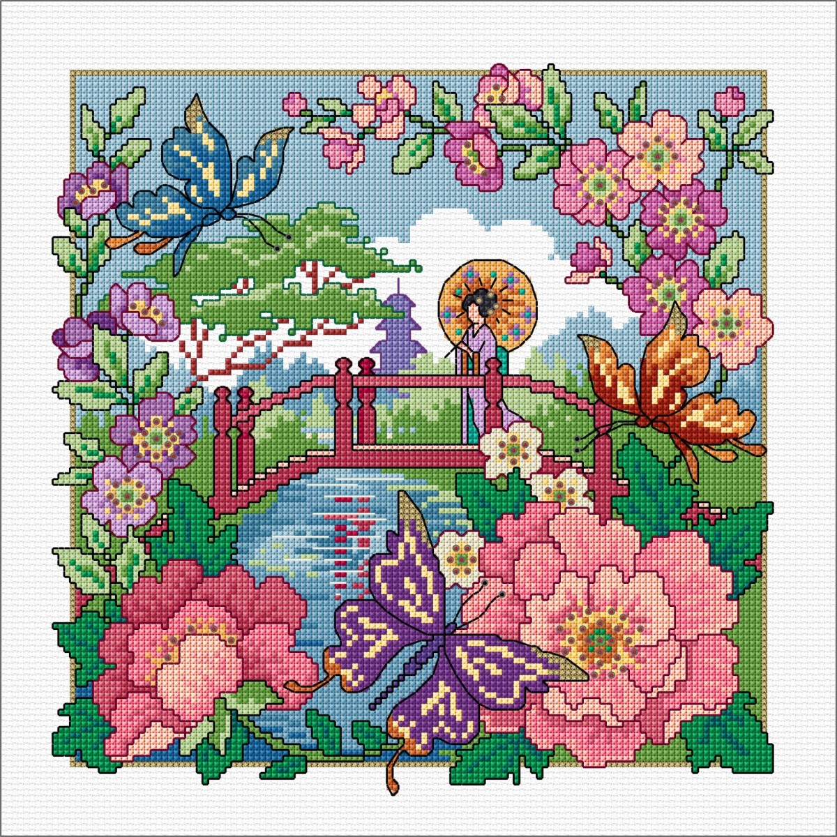 LJT252 Oriental landscape with Geisha thumbnail