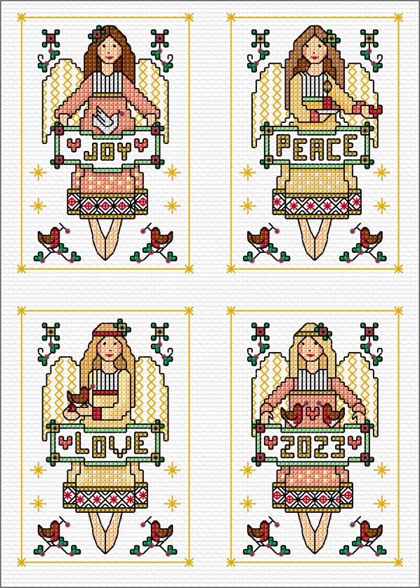 LJT291 Christmas angel cards illustration 6044