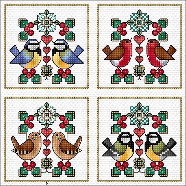 LJT292 Decorative Xmas birds illustration 6048