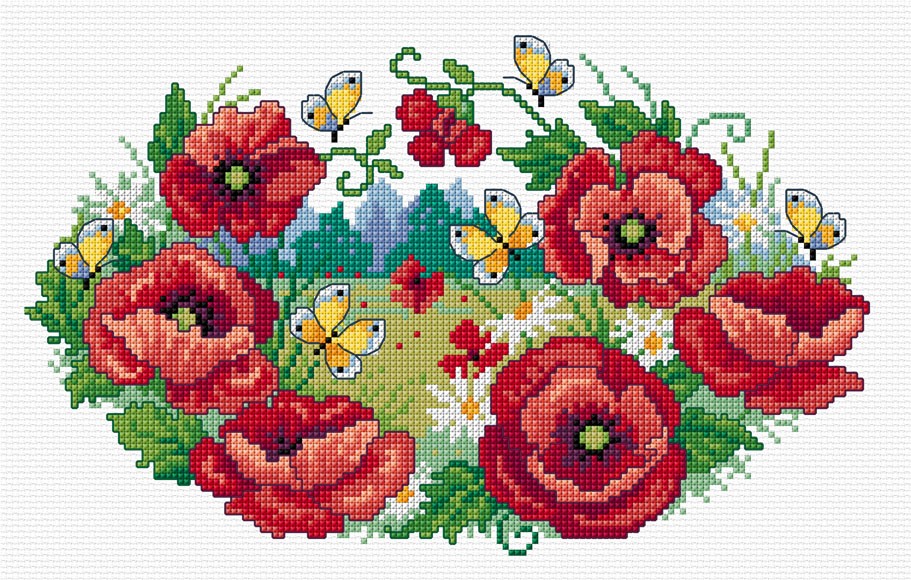 LJT301 Poppy landscape illustration 4860