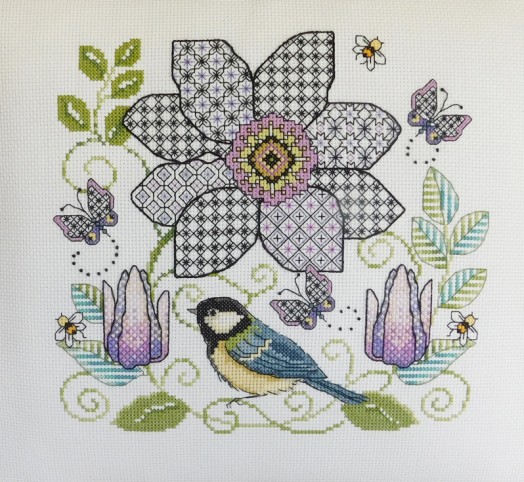 LJT303 Blackwork Clematis and Great Tit thumbnail