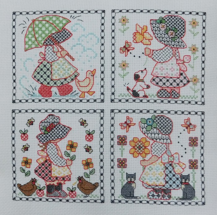 LJT333 Blackwork Sunbonnet Sue designs with colour illustration 5134