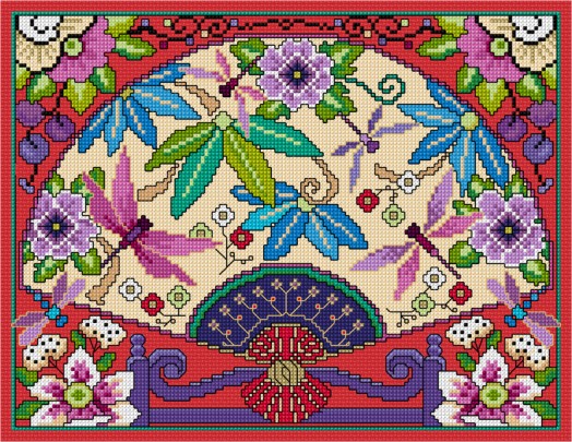 LJT347 Oriental floral fan thumbnail