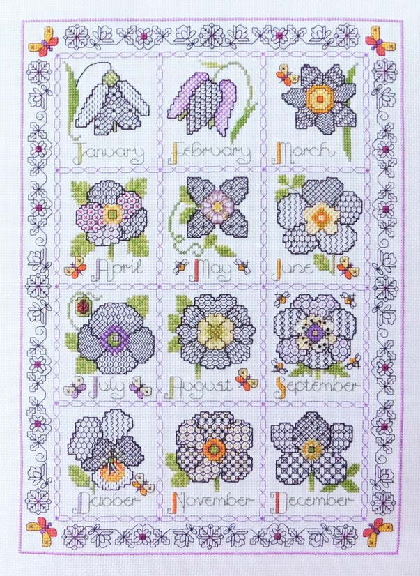 LJT360 Blackwork floral sampler illustration 5426