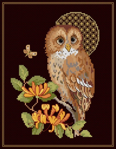 LJT388 Tawny Owl with decorative moon thumbnail