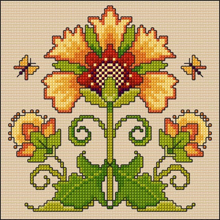 LJT389 Art Nouveau Sunflower illustration 5584