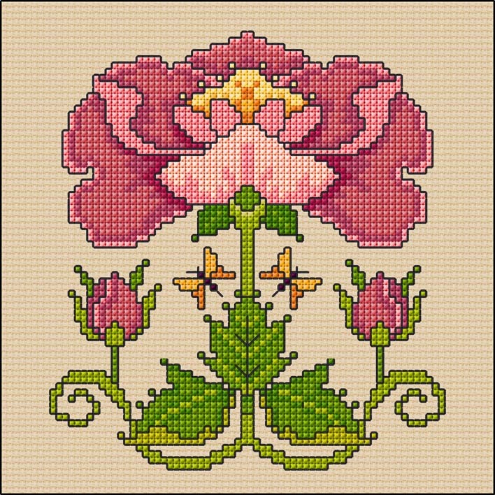 LJT392 Art Nouveau Rose illustration 5587