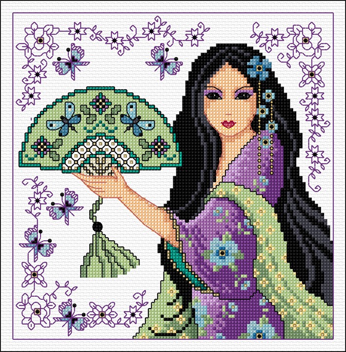 LJT393 Decorative Geisha design illustration 5598