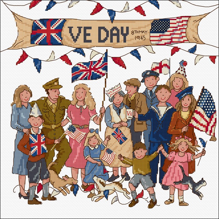 LJT415 VE Day Street scene illustration 5624