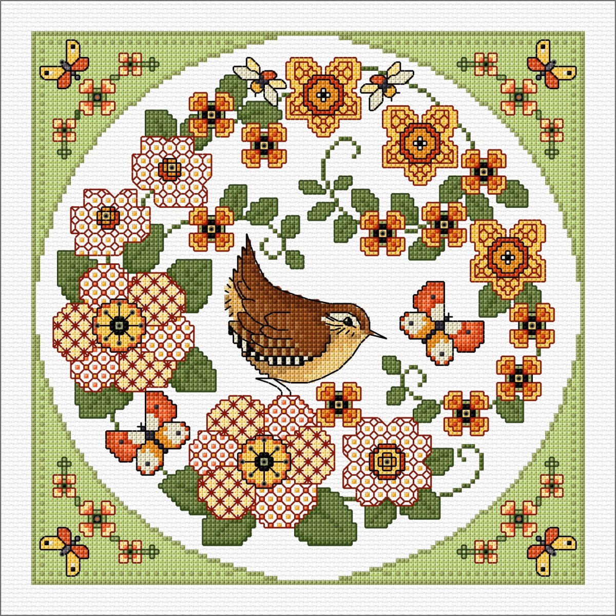 LJT418 Flowers and wren thumbnail