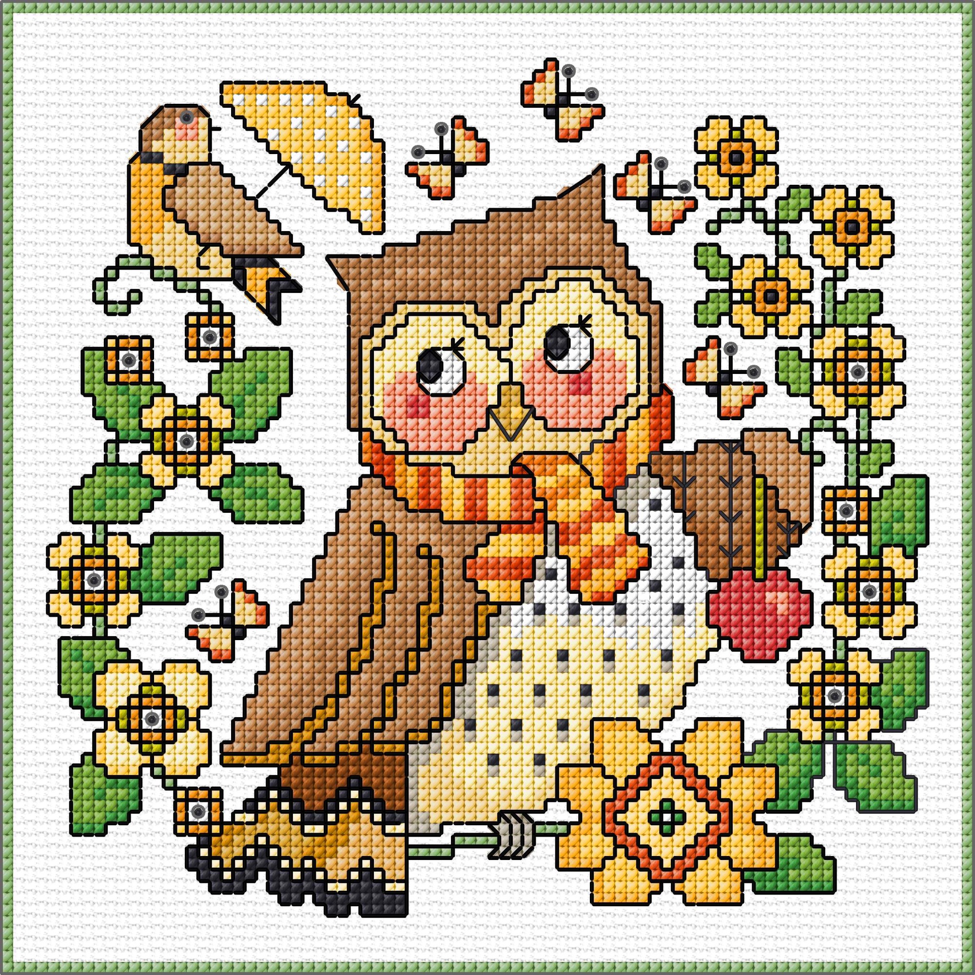 LJT439 Spring Owl design illustration 6699