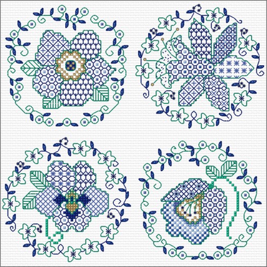 LJT92C Blackwork Spring flowers thumbnail