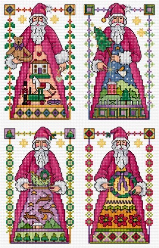 Santas in cross stitch