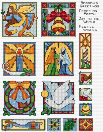 LJT84C Stain glass Christmas card designs thumbnail