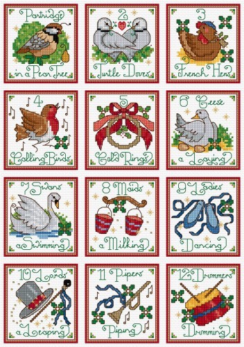 12 days of Chistmas as simple motifs
