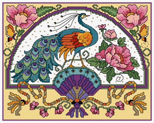 A peacock in cross stitch
