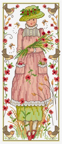 Cross stitch flower girl