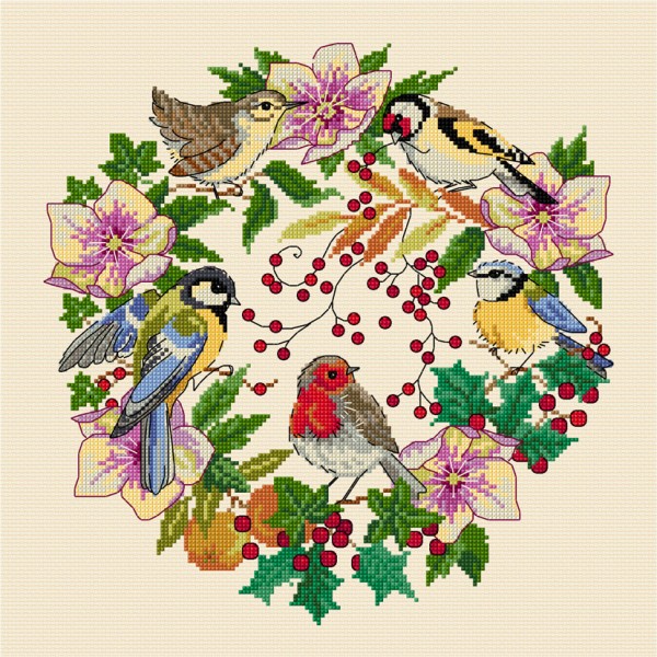 Cross stitch winter birds