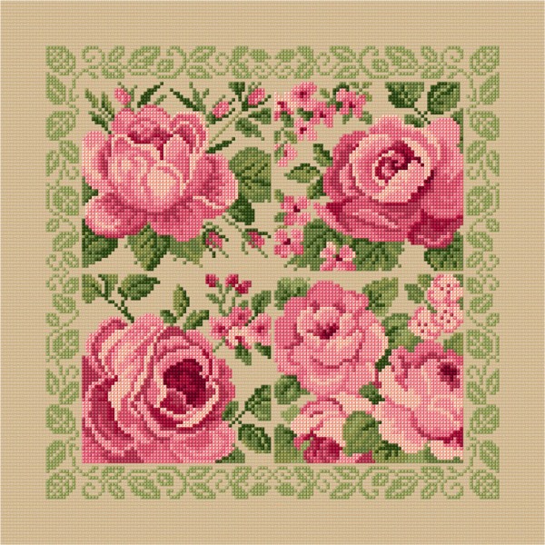Roses in cross stitch