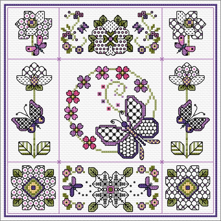DMC Lesley Teare Bright Bold Blooms Cross stitch kit comprend broderie Hoop 